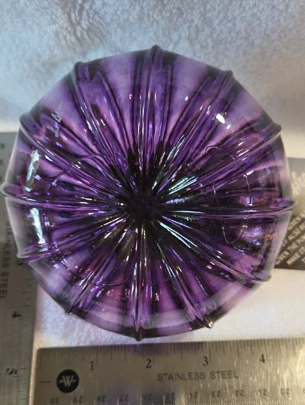 Handblown Purple Glass Pumpkin by